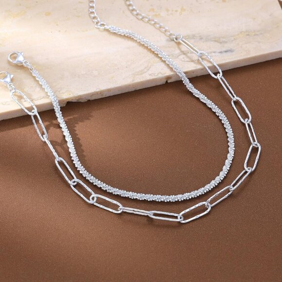 2 Layered Paper-SL Beaded Cuban Link Waterproof Adjustable  Anklet for Women - Picture 5 of 9